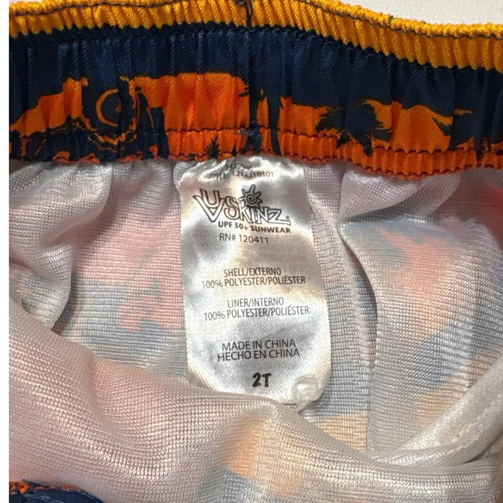 UVSkinz Boys Swim Trunks 2T Rainbow Sunset Tropical Palm Tree Jeep UPF 50+